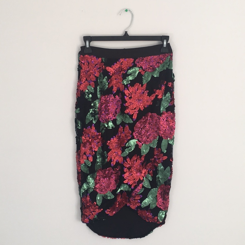 PREMONITION Floral Sequin Midi Skirt - Size XS